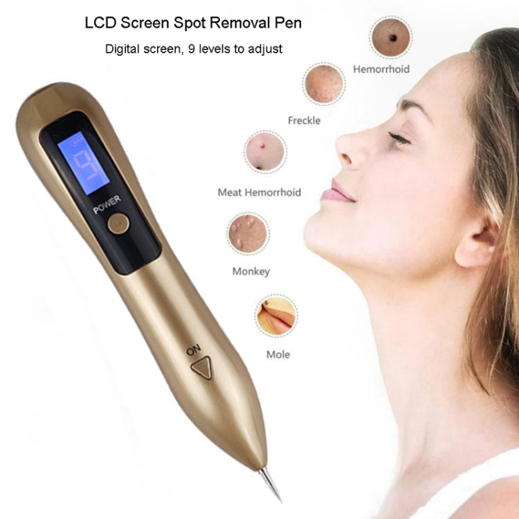 9 Gears Mole Spotting Pen LCD Home Laser Mole Spot Sweeping Beauty Instrument Without Shoot Light(Rose Gold)