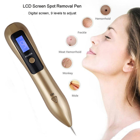 9 Gears Mole Spotting Pen LCD Home Laser Mole Spot Sweeping Beauty Instrument Without Shoot Light(Gold)