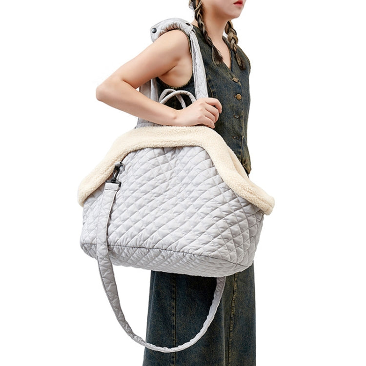 Pet Handbag Autumn And Winter Shoulder Cat Outing Bag, Color: Large Light Gray