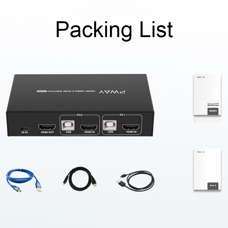 PWAY PW-S7201H 2 In 1 Out HDMI KVM Switch 4K HD Video Screen Cutter