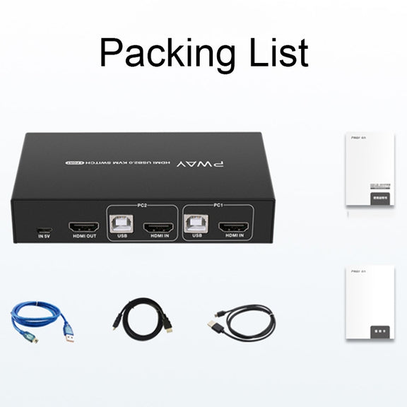 PWAY PW-S7201H 2 In 1 Out HDMI KVM Switch 4K HD Video Screen Cutter