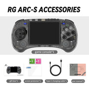 ANBERNIC RG ARC-S Handheld Game Console 4-Inch IPS Screen Linux System Portable Video Arcade 128G(Transparent Black)