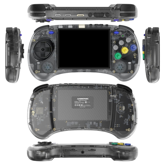 ANBERNIC RG ARC-S Handheld Game Console 4-Inch IPS Screen Linux System Portable Video Arcade 128G(Transparent Black)
