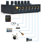 Ultra-Compact Low-Noise 6 Channel Stereo Audio Mixer, US Plug(MIX600)
