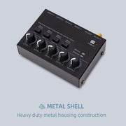 Ultra-compact 4 Channel Stereo Sound Low-noise Mixer For Recording Live Broadcasting, US Plug(MAX400)