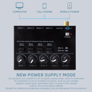 Ultra-compact 4 Channel Stereo Sound Low-noise Mixer For Recording Live Broadcasting, US Plug(MAX400)