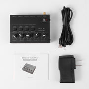 Ultra-compact 4 Channel Stereo Sound Low-noise Mixer For Recording Live Broadcasting, US Plug(MAX400)