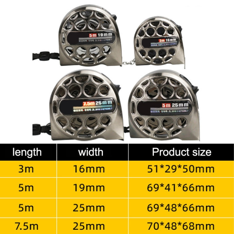 5M 19mm Hollow Steel Tape Measure Water-resistant Rust Prevention Metal Ruler