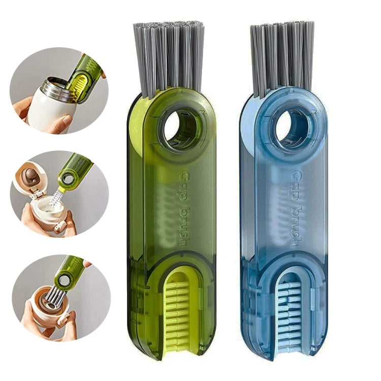 3 In 1 U shaped Cup Lid Cleaning Brush Water Bottle Cover Groove Cleaner(Blue)