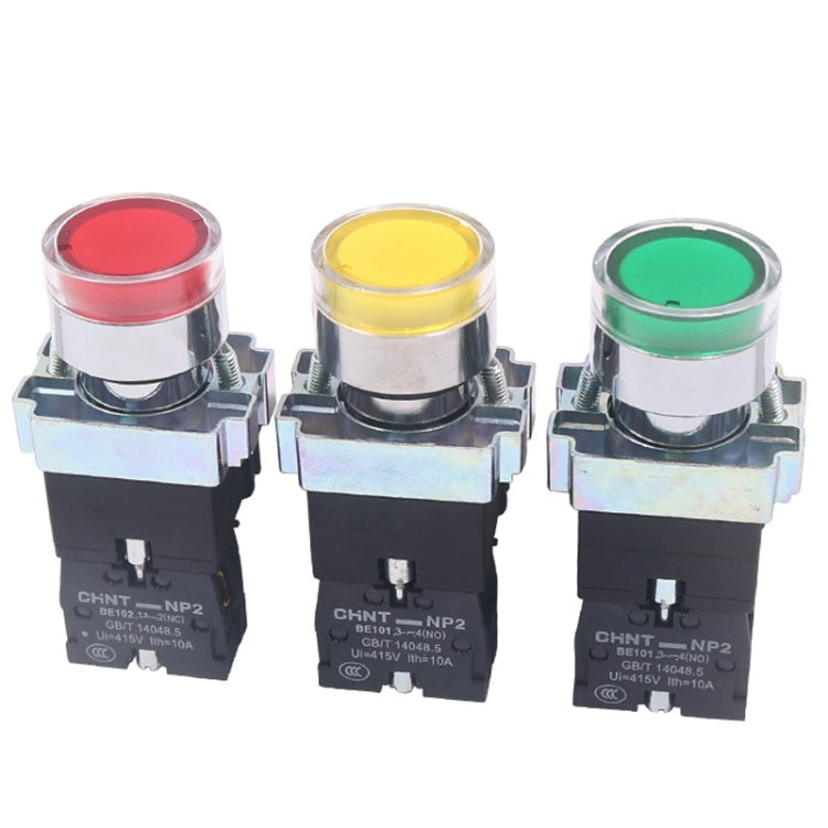 CHINT NP2-BW3462/220V 1 NC Pushbutton Switches With LED Light Silver Alloy Contact Push Button (Red)