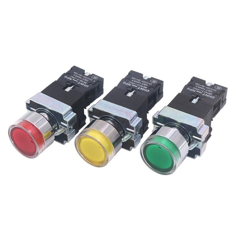 CHINT NP2-BW3363/220V 2 NO Pushbutton Switches With LED Light Silver Alloy Contact Push Button (Green)