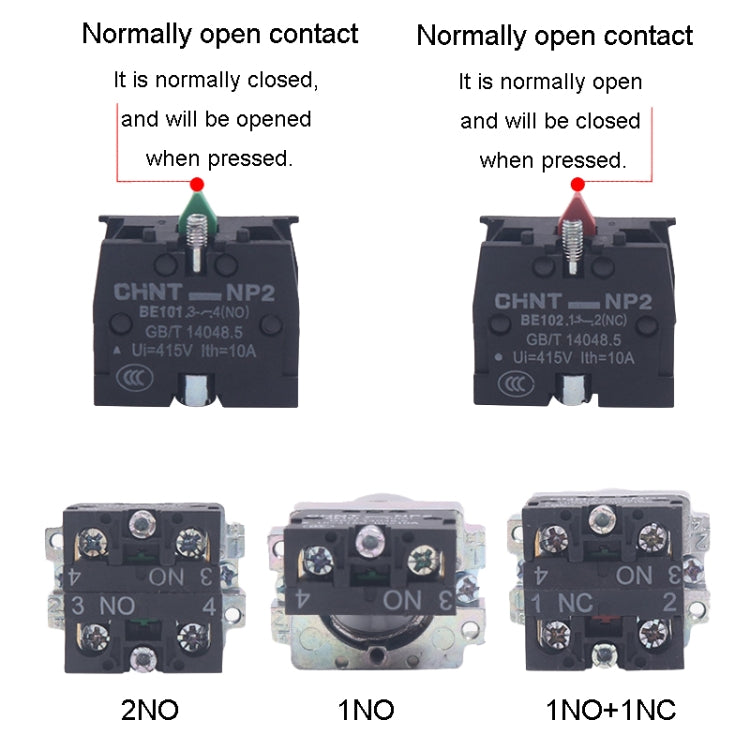 CHINT NP2-BD21 2 Gear Self-locking 1NO Power Transfer Switch Short Handle Master Knob 22mm