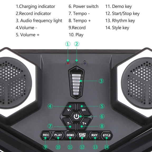 G6008 Desktop Drums With Sound Lithium Portable Drum Set Bluetooth Kids Practice Drum(Black)