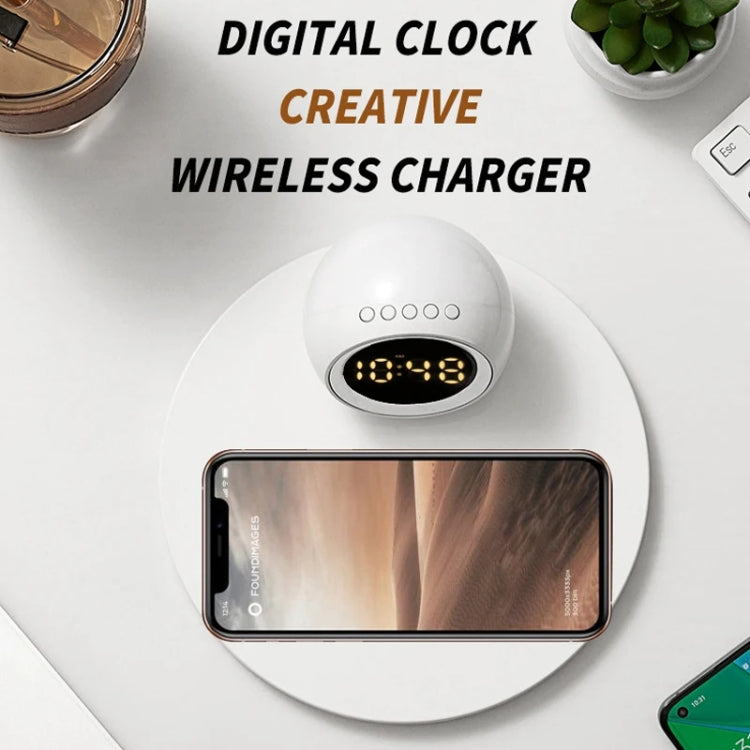K22T 15W Multifunctional Rotatable Clock Night Light Wireless Fast Charger, Color: Wheat-color