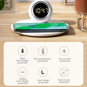 K22T 15W Multifunctional Rotatable Clock Night Light Wireless Fast Charger, Color: White