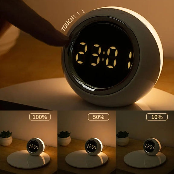 K22T 15W Multifunctional Rotatable Clock Night Light Wireless Fast Charger, Color: White