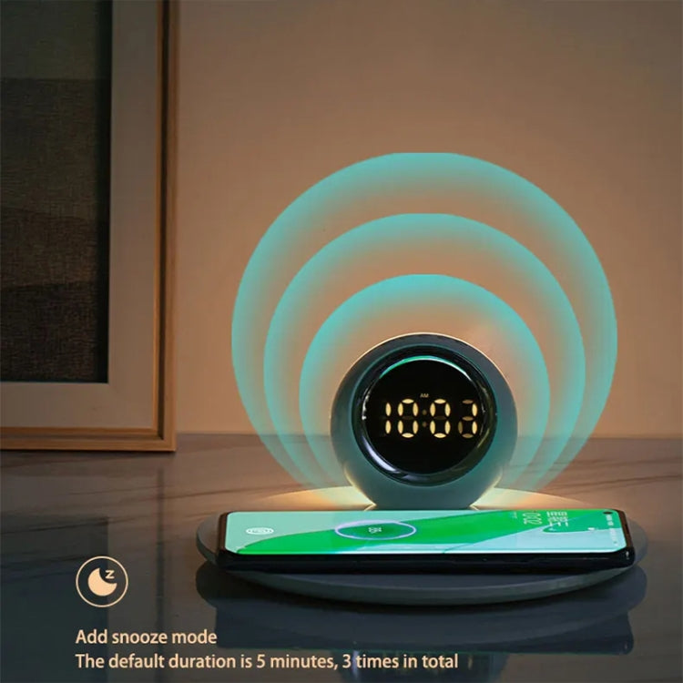 K22T 15W Multifunctional Rotatable Clock Night Light Wireless Fast Charger, Color: Wheat-color