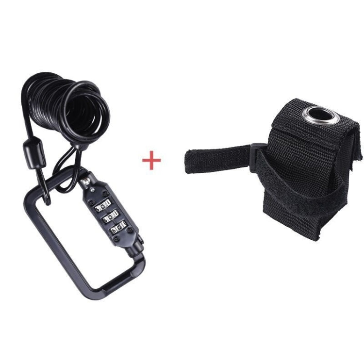 Universal Safety Code Wire Rope Helmet Lock for Motorcycles Bicycles, Black+Storage Bag