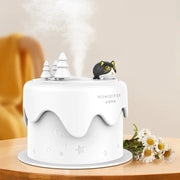 M328 Mini USB Plug-in Desktop Night Light Cartoon Cake Silent Spray Humidifier(White)