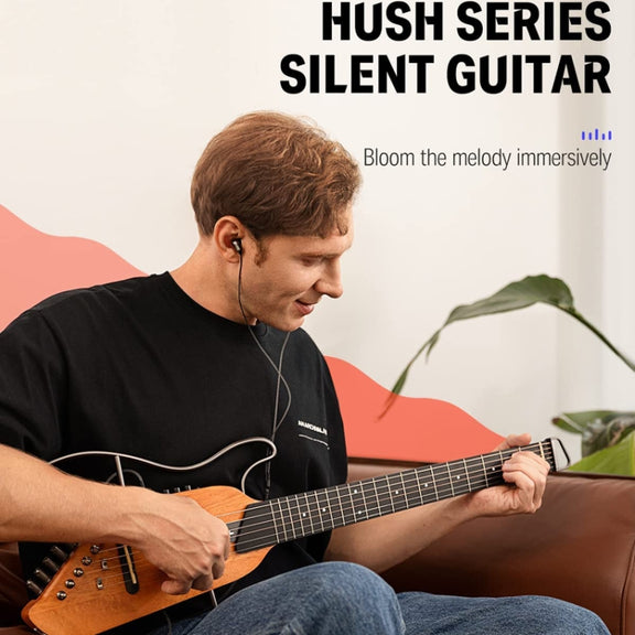DONNER Smart Headless Silent Guitar Travel Portable Detachable Acoustic Guitar, Style: Mahogany Sunrise Color