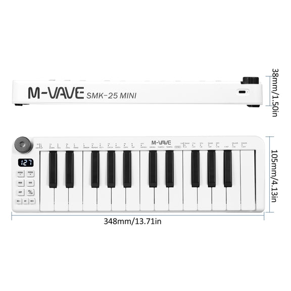 M-VAVE SKM-25MINI Digital Electronic Piano 25 Key Musical Instrument MIDI Keyboard Controller