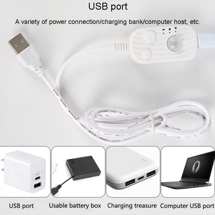 2m LED Body Sensor Flexible Light Strip Smart Sensor USB Light Strip(Warm White)