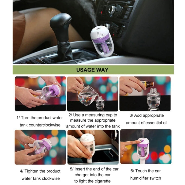 Car Negative Ion Spray Humidifier Aromatherapy Air Purifier(Violet)
