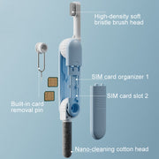 Bluetooth Earphone Cleaning Artifact Phone Dust Removal Tool Multi-Function Cleaning Brush(Grey)