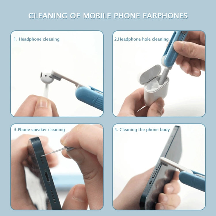 Bluetooth Earphone Cleaning Artifact Phone Dust Removal Tool Multi-Function Cleaning Brush(Grey)
