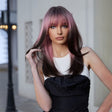 Cosplay Punk Style Gradient Long Straight Wig with Bangs(Pink Gradient Dark Brown) - free shipping - PMC TechLife - Order now!
