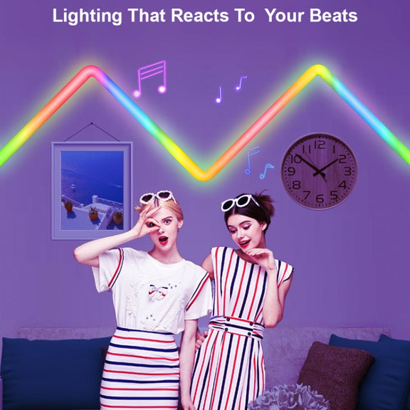 4pcs+3 Corners WiFi 12V RGBIC Splicing Wall Light Intelligent Remote Control Indoor Decorative Ambient Lights(EU Plug)