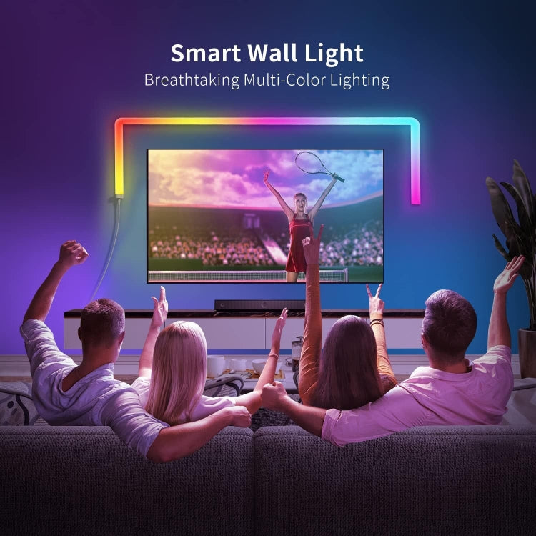4pcs+3 Corners WiFi 12V RGBIC Splicing Wall Light Intelligent Remote Control Indoor Decorative Ambient Lights(EU Plug)