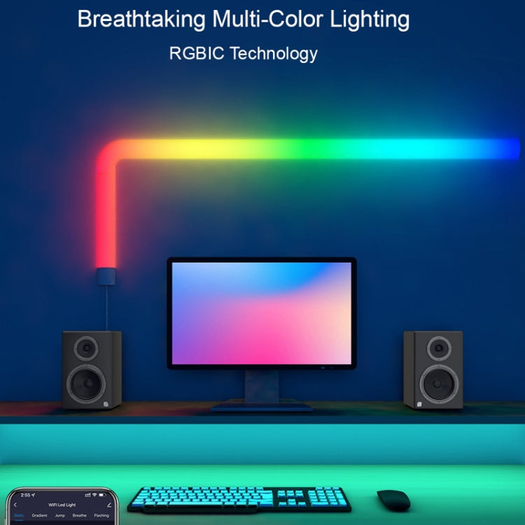 4pcs+3 Corners WiFi 12V RGBIC Splicing Wall Light Intelligent Remote Control Indoor Decorative Ambient Lights(EU Plug)