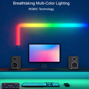 4pcs+3 Corners WiFi 12V RGBIC Splicing Wall Light Intelligent Remote Control Indoor Decorative Ambient Lights(EU Plug)