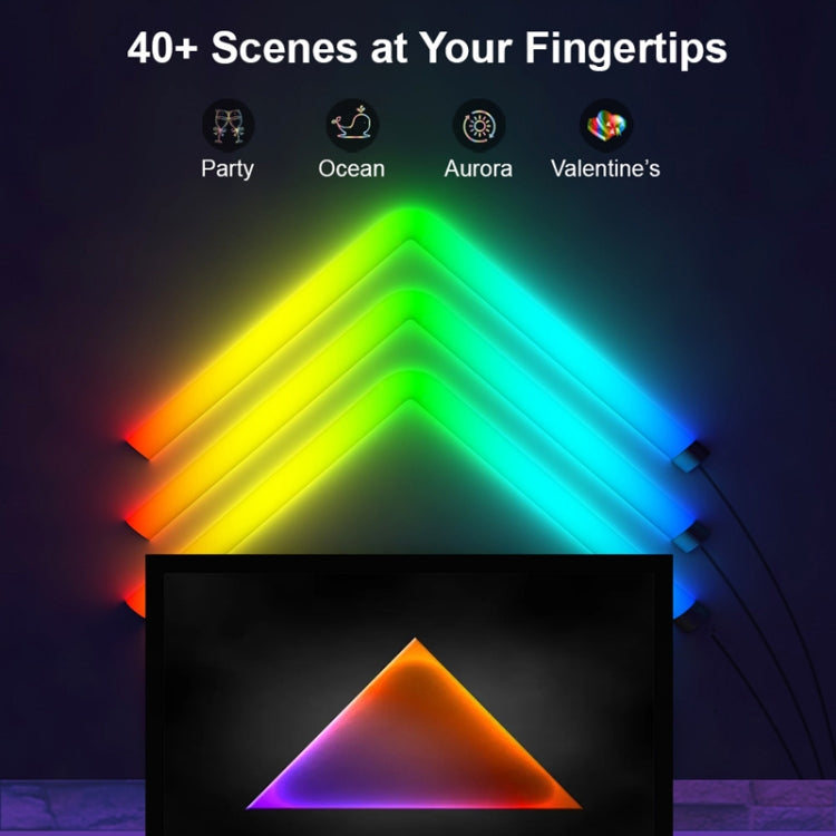 4pcs+3 Corners WiFi 12V RGBIC Splicing Wall Light Intelligent Remote Control Indoor Decorative Ambient Lights(EU Plug)