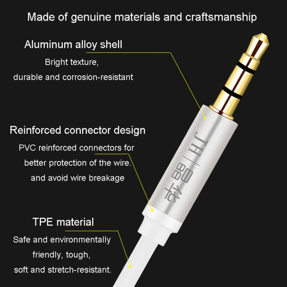 JINGHUA Audio Cable 3.5mm Male To Male AUX Audio Adapter Cable, Size: 2m(3 Knots White)