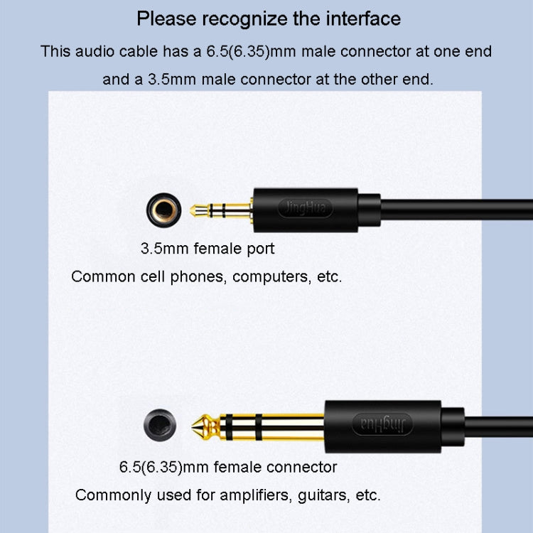 JINGHUA 3.5mm To 6.5mm Audio Cable Amplifier Guitar 6.35mm Cable, Length: 1.5m