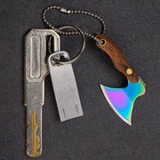 Mini Knife Keychain Portable Removal Express Pendant Accessory With Holster, Model: Colorful Wood Laser Pattern