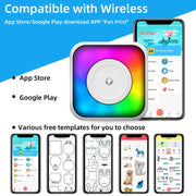 RGB Light Portable Mini Bluetooth Printer Inkless Document Label Printer with 5 Paper+5 Stickers+3 Color Paper