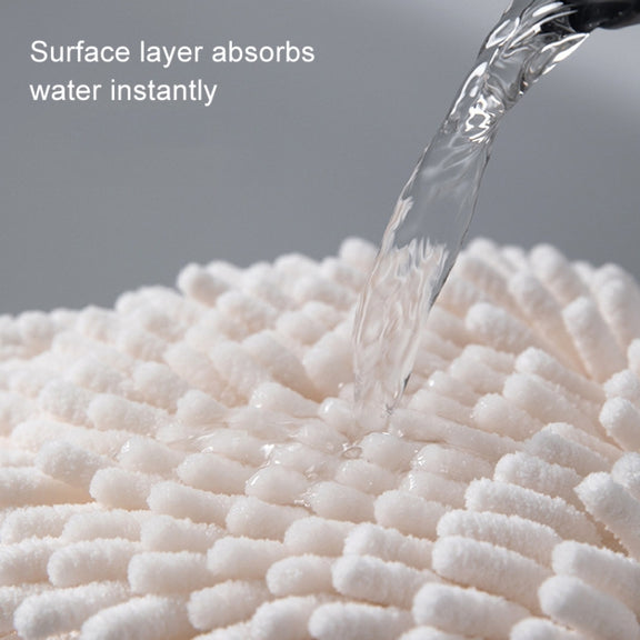 Chenille Hand Wipe Ball Large Hanging Bathroom Quick Dry Hand Towel Kitchen Rag Wipe Handkerchief(White)