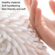 Chenille Hand Wipe Ball Large Hanging Bathroom Quick Dry Hand Towel Kitchen Rag Wipe Handkerchief(White)
