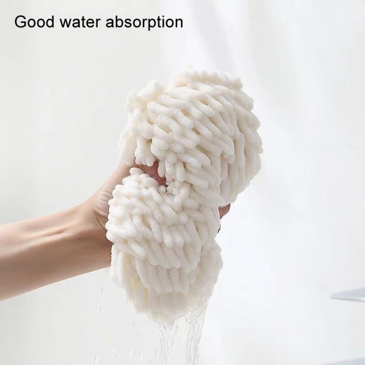 Chenille Hand Wipe Ball Large Hanging Bathroom Quick Dry Hand Towel Kitchen Rag Wipe Handkerchief(White)