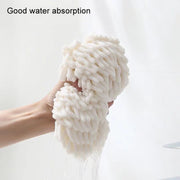 Chenille Hand Wipe Ball Large Hanging Bathroom Quick Dry Hand Towel Kitchen Rag Wipe Handkerchief(White)