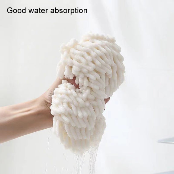 Chenille Hand Wipe Ball Large Hanging Bathroom Quick Dry Hand Towel Kitchen Rag Wipe Handkerchief(White)