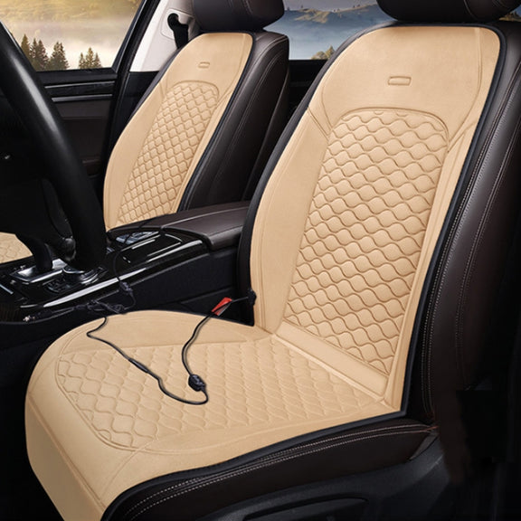 12V Car Winter Electric Heating Short Plush Seat Cushion, Color: Brown
