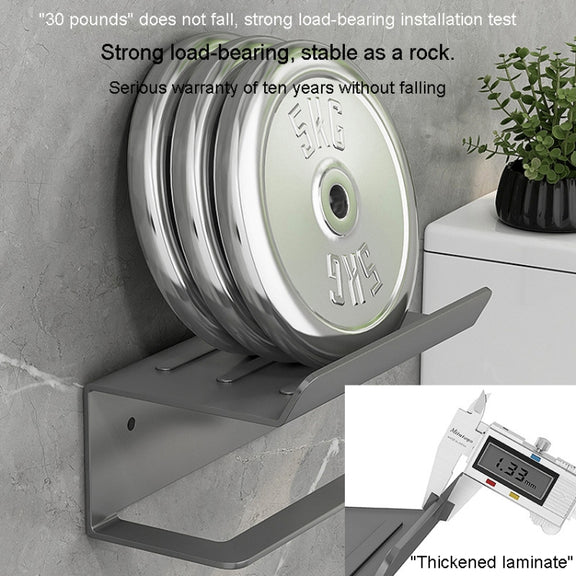 Stainless Steel Bathroom Roll Paper Holder No-Punch Cell Phone Storage Shelf, Style: Phone Rack (Black)