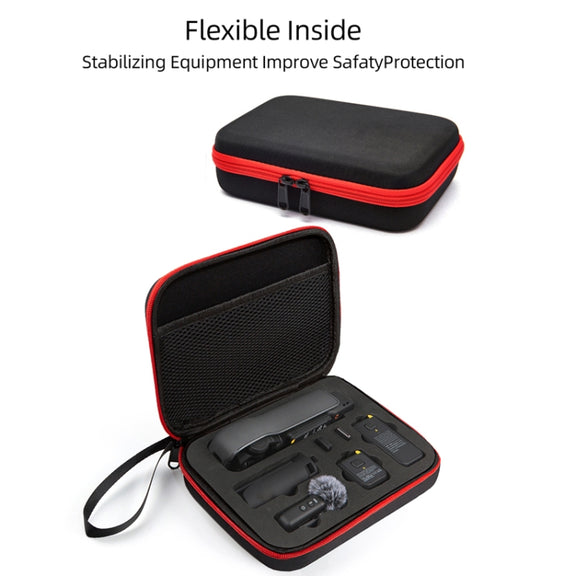 For DJI Osmo Pocket 3 Storage Bag Pocket Camera Handbag(Black Shell Red Inner)