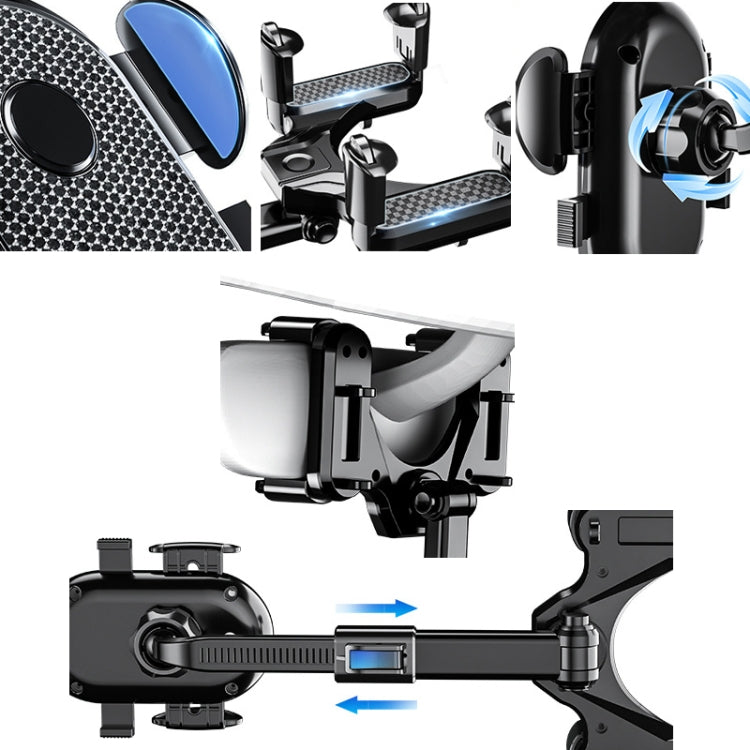 Car Rearview Mirror Mobile Phone Holder Multifunctional AR Navigation Support Bracket(Extending Rod)