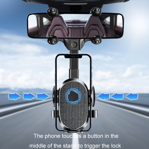 Car Rearview Mirror Mobile Phone Holder Multifunctional AR Navigation Support Bracket(Extending Rod)