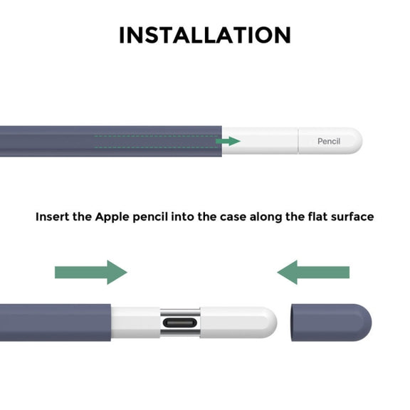 For Apple Pencil (USB-C) AhaStyle PT65-3 Silicone Same Color Protective Case(Midnight Blue)